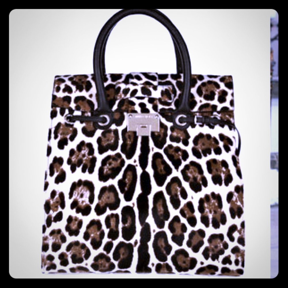 Jimmy Choo Rosabel Leopard Print Tote Bag